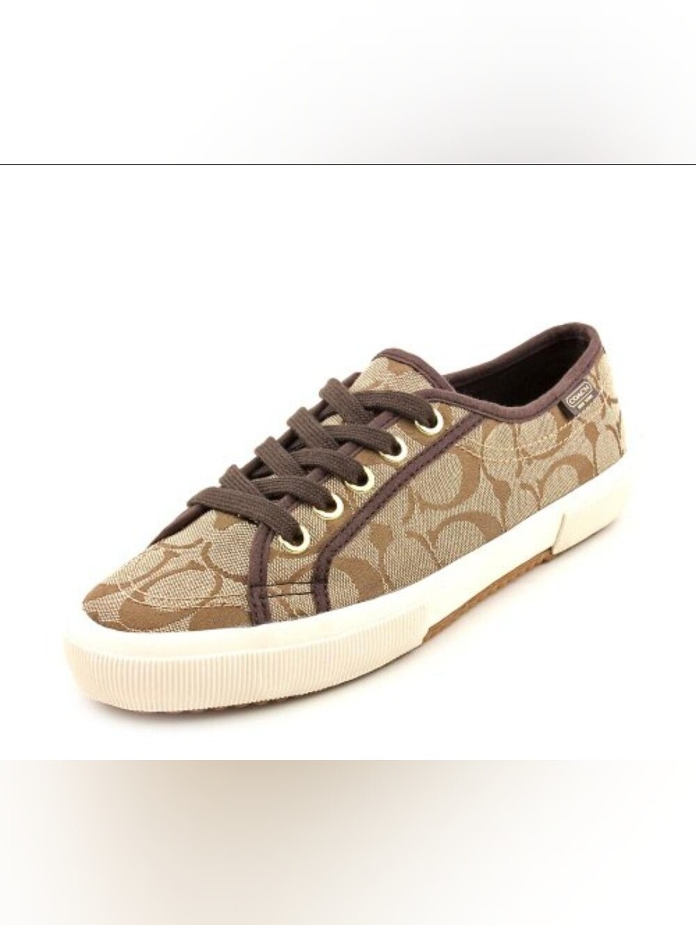 Coach Kalyn Signature C Khaki Brown Low Tops Lace-Up Sneakers
